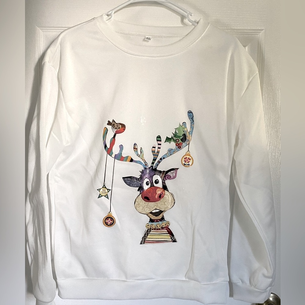 Holiday sweatshirt NWOT size XL. Rudolph all decked out for Christmas.